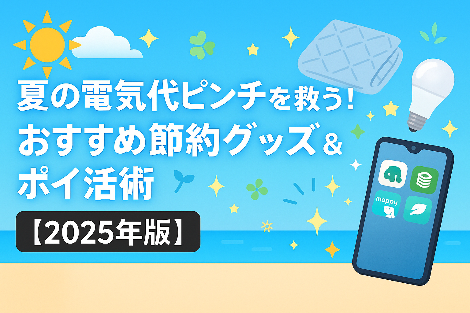 夏の電気代ピンチを救う！おすすめ節約グッズ＆ポイ活術【2025年版】】のアイキャッチ画像